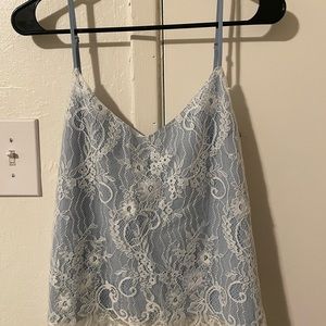 Baby blue and white laced tank top dressy